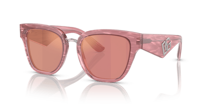 Dolce &amp; Gabbana DG4437 Fleur Pink-Pink Dark Mirror Red Sunglasses