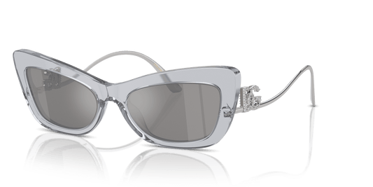 Dolce &amp; Gabbana DG4467B Transparent Grey-Light Grey Mirror Silver Sunglasses