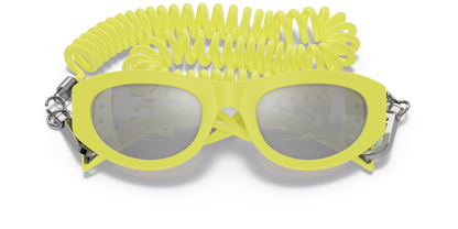 Dolce &amp; Gabbana DG6174 Yellow Rubber-Light Grey Mirror Silver Sunglasses