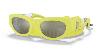 Dolce &amp; Gabbana DG6174 Yellow Rubber-Light Grey Mirror Silver Sunglasses