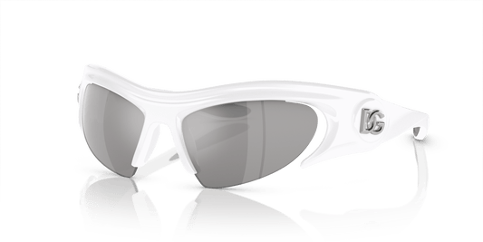 Dolce &amp; Gabbana DG6192 White-Light Grey Mirror Silver Sunglasses