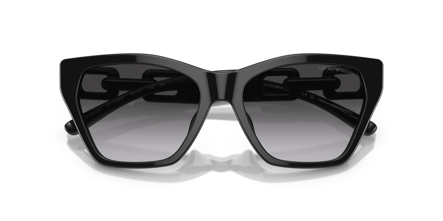 משקפי שמש של דולצ'ה וגבאנה עשן שחור מבריק | Emporio Armani EA4203U Shiny Black-Gradient Smoke