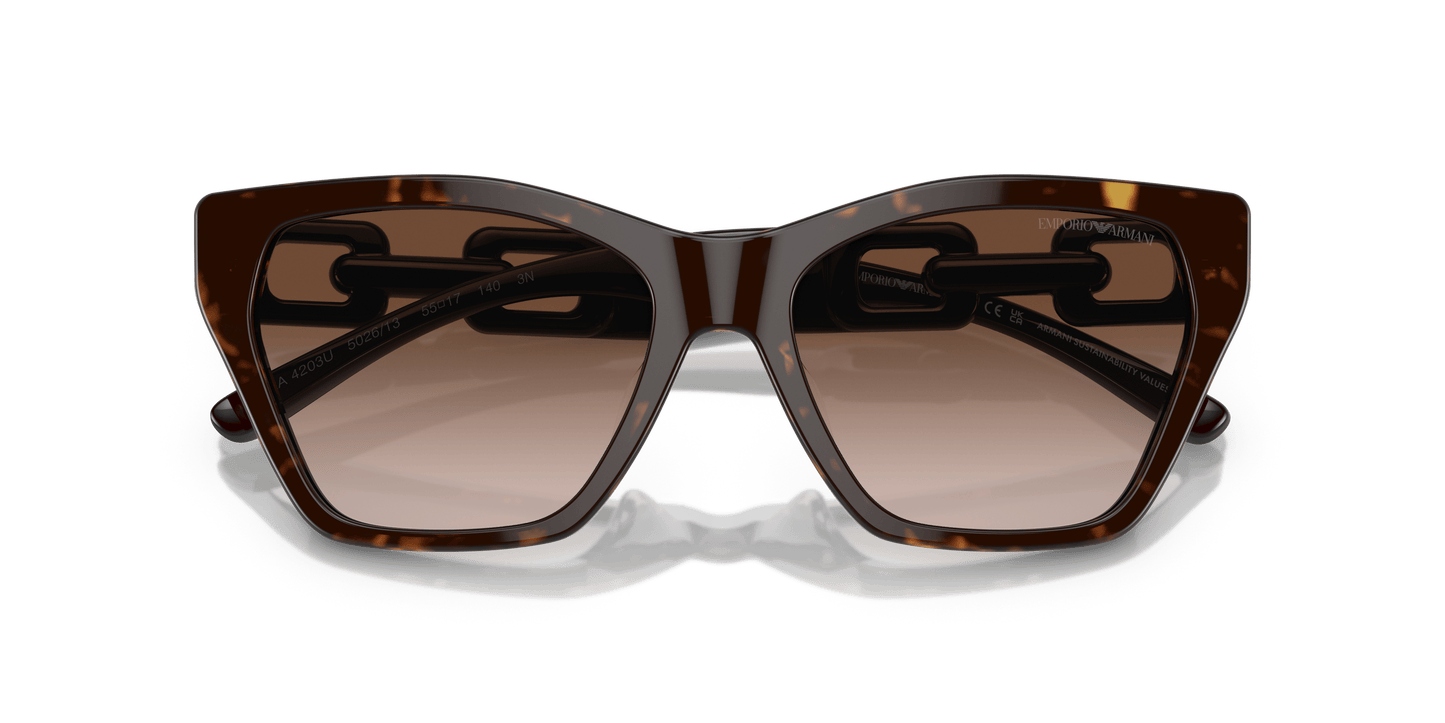 משקפי שמש דולצ'ה וגבאנה חום מבריק בהוואנה | Emporio Armani EA4203U Shiny Havana-Gradient Brown