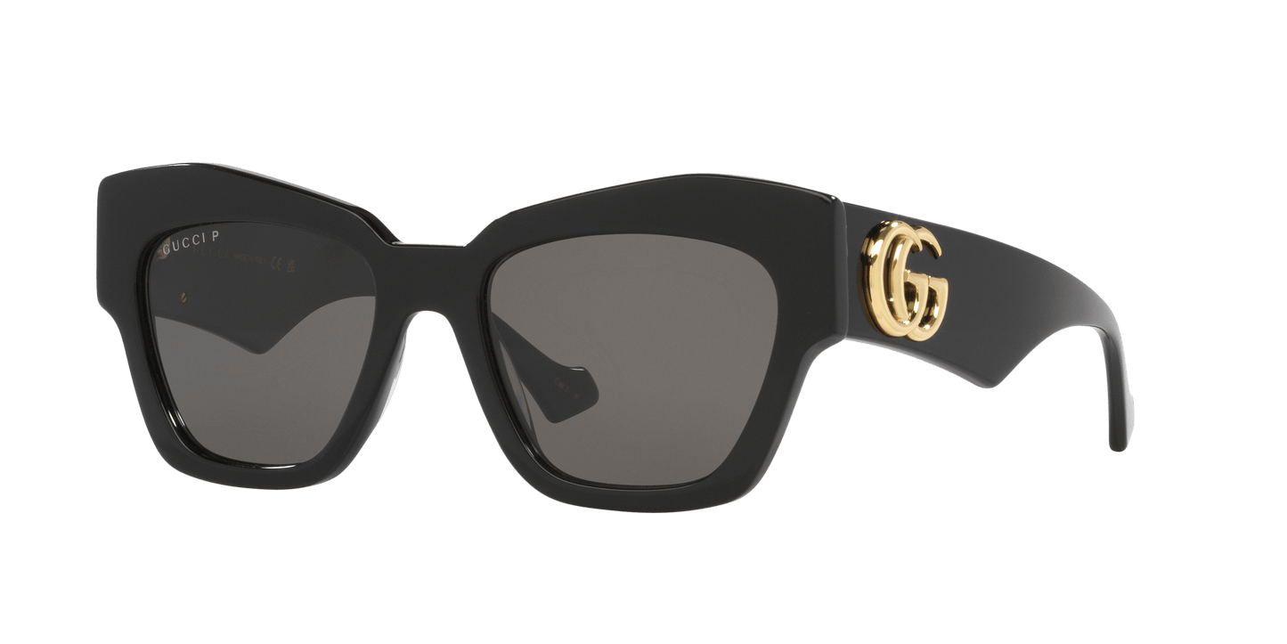 משקפי שמש של גוצ'י שחור מבריק-אפור | GUCCI GG1422S Black Shiny-Grey