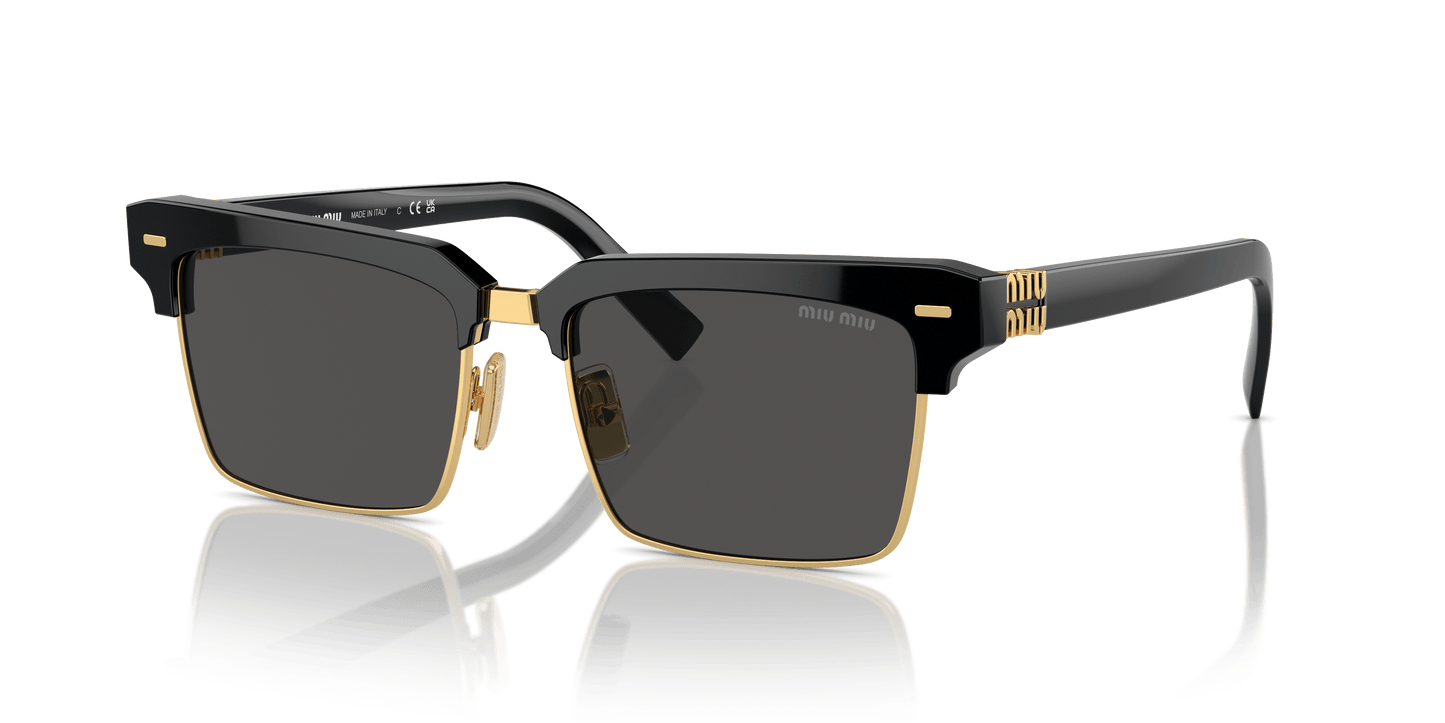 משקפי שמש של Miu Miu בצבע שחור-אפור כהה | MIU MIU MU 10ZS Black-Dark Grey