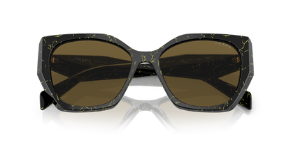 Prada Sunglasses Black/Yellow Marble-Dark Brown | PRADA PR 19ZS Black/Yellow Marble-Dark Brown