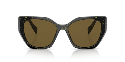 Prada Sunglasses Black/Yellow Marble-Dark Brown | PRADA PR 19ZS Black/Yellow Marble-Dark Brown