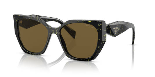 Prada Sunglasses Black/Yellow Marble-Dark Brown | PRADA PR 19ZS Black/Yellow Marble-Dark Brown
