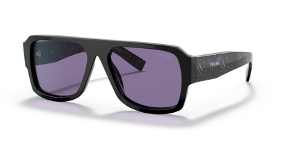 משקפי שמש פראדה שחור-סגול מראה פנימי כסף | Prada PR 22YS Black-Violet Mirror Internal Silver