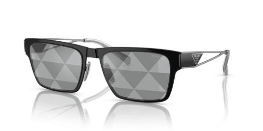 Prada PR 71ZS Black-Grey Tampo Triangles Silver Sunglasses