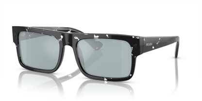 Prada PR A10S Havana Black Transparent-Light Blue Mirror Silver Sunglasses