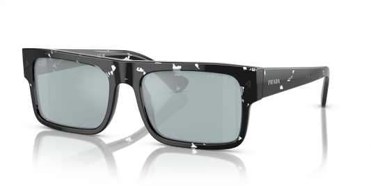 Prada PR A10S Havana Black Transparent-Light Blue Mirror Silver Sunglasses