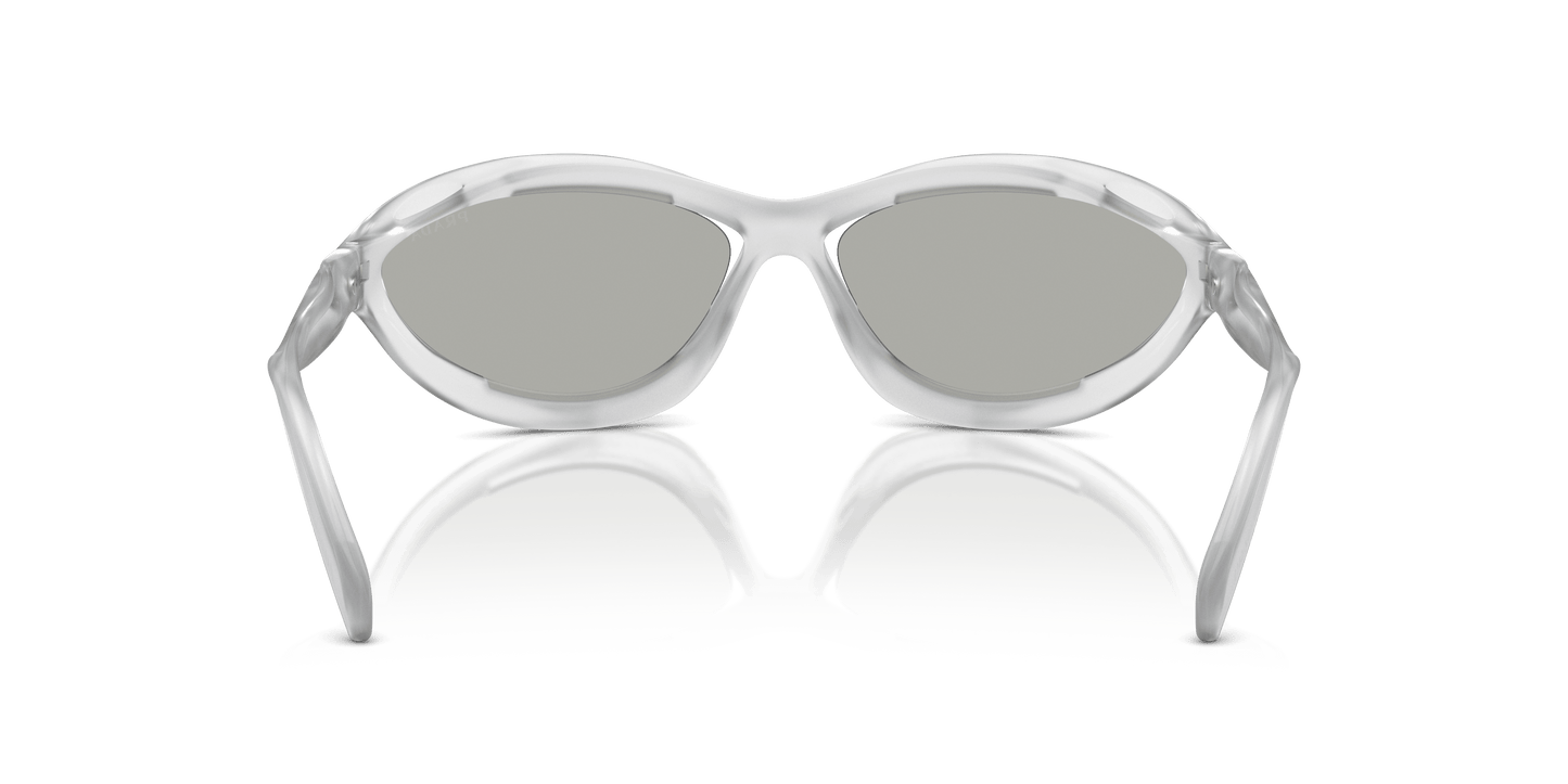 Prada Sunglasses Frosted Crystal Clear Mirror Silver 80 | PRADA PR A23S Frosted Crystal-Clear Mirror Silver 80