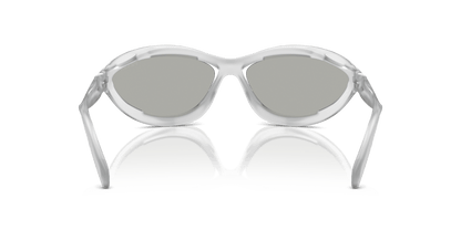 Prada Sunglasses Frosted Crystal Clear Mirror Silver 80 | PRADA PR A23S Frosted Crystal-Clear Mirror Silver 80