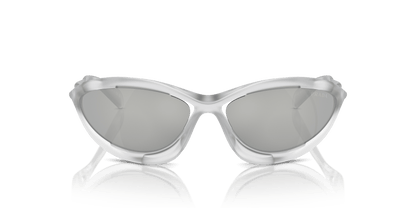 Prada Sunglasses Frosted Crystal Clear Mirror Silver 80 | PRADA PR A23S Frosted Crystal-Clear Mirror Silver 80