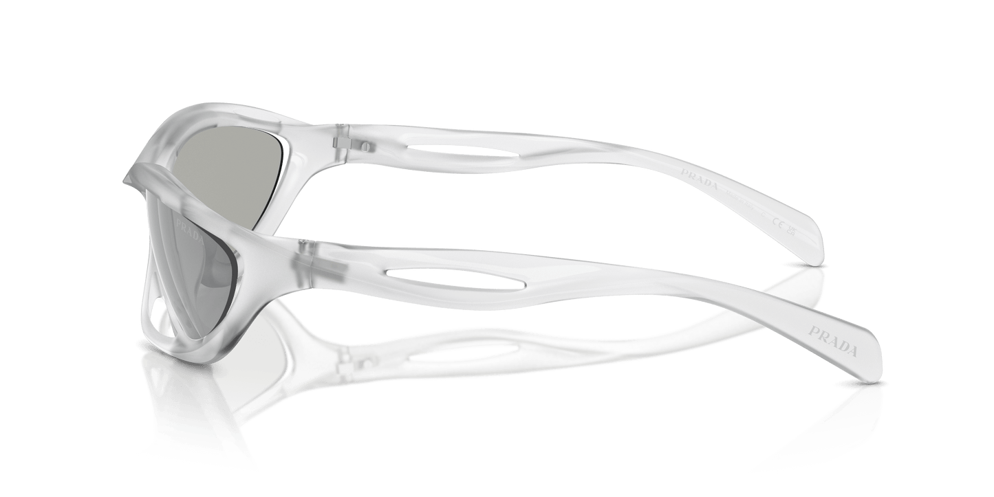 Prada Sunglasses Frosted Crystal Clear Mirror Silver 80 | PRADA PR A23S Frosted Crystal-Clear Mirror Silver 80