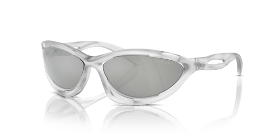 Prada Sunglasses Frosted Crystal Clear Mirror Silver 80 | PRADA PR A23S Frosted Crystal-Clear Mirror Silver 80