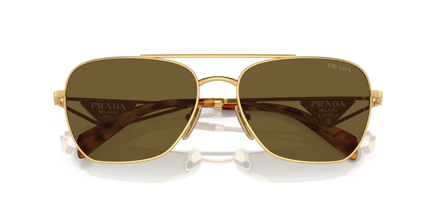 Prada Sunglasses Gold-Dark Brown | PRADA PR A50S Gold-Dark Brown
