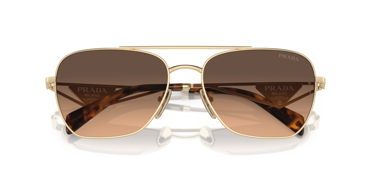 Prada Sunglasses Pale Gold-Brown Gradient Grey | PRADA PR A50S Pale Gold-Brown Gradient Grey