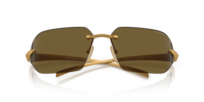 Prada Sunglasses Satin Yellow Gold-Dark Brown | PRADA PR A55S Satin Yellow Gold-Dark Brown