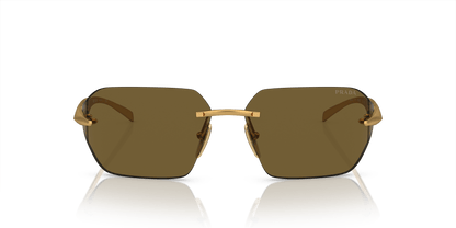 Prada Sunglasses Satin Yellow Gold-Dark Brown | PRADA PR A55S Satin Yellow Gold-Dark Brown