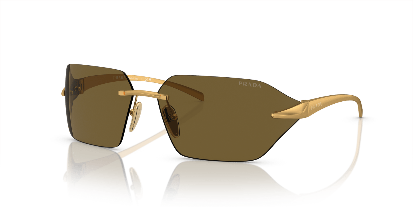 Prada Sunglasses Satin Yellow Gold-Dark Brown | PRADA PR A55S Satin Yellow Gold-Dark Brown