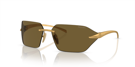 Prada Sunglasses Satin Yellow Gold-Dark Brown | PRADA PR A55S Satin Yellow Gold-Dark Brown