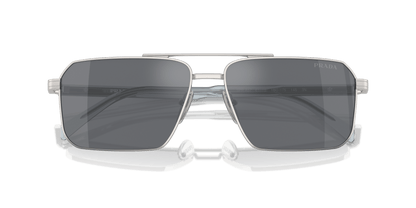 Prada Sunglasses Silver-Dark Grey Flash Silver | Prada PR A57S Silver-Dark Grey Flash Silver