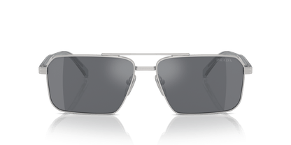 Prada Sunglasses Silver-Dark Grey Flash Silver | Prada PR A57S Silver-Dark Grey Flash Silver