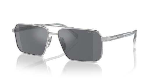 Prada Sunglasses Silver-Dark Grey Flash Silver | Prada PR A57S Silver-Dark Grey Flash Silver