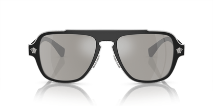 Versace Sunglasses Black-Light Grey Mirror Silver | Versace VE2199 Black-Light Grey Mirror Silver
