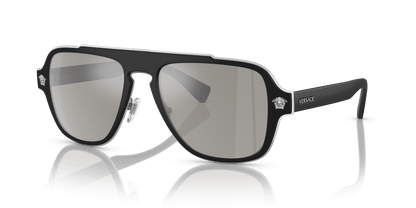 Versace Sunglasses Black-Light Grey Mirror Silver | Versace VE2199 Black-Light Grey Mirror Silver