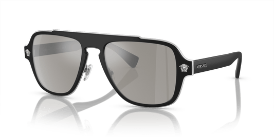 Versace Sunglasses Black-Light Grey Mirror Silver | Versace VE2199 Black-Light Grey Mirror Silver