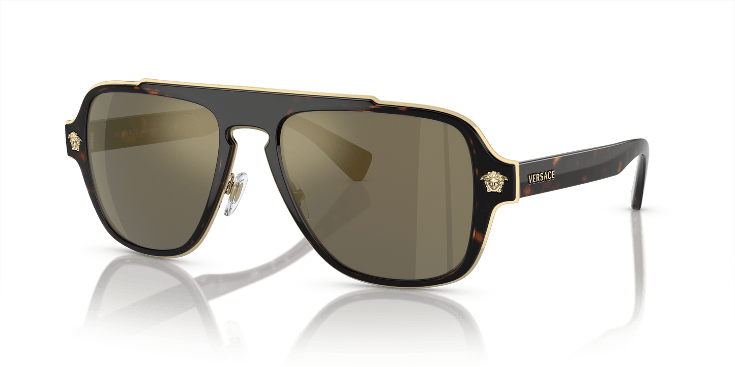 Versace Havana-Dark Grey Mirror Gold Sunglasses | Versace VE2199 Havana-Dark Grey Mirror Gold