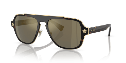 Versace Havana-Dark Grey Mirror Gold Sunglasses | Versace VE2199 Havana-Dark Grey Mirror Gold