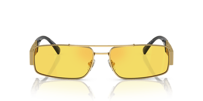 משקפי שמש של ורסאצ'ה זהב-צהוב מראה אדום | Versace VE2257 Gold-Yellow Mirror Red