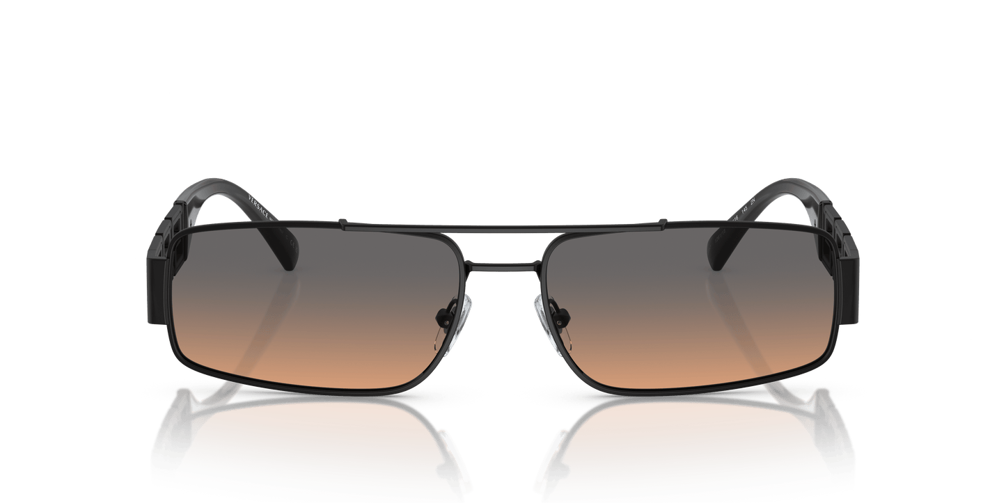 Versace Matte Black-Orange Gradient Light Grey Sunglasses | Versace VE2257 Matte Black-Orange Gradient Light Grey