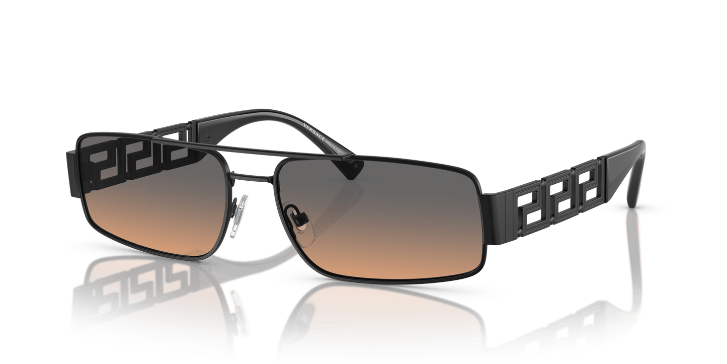 Versace Matte Black-Orange Gradient Light Grey Sunglasses | Versace VE2257 Matte Black-Orange Gradient Light Grey