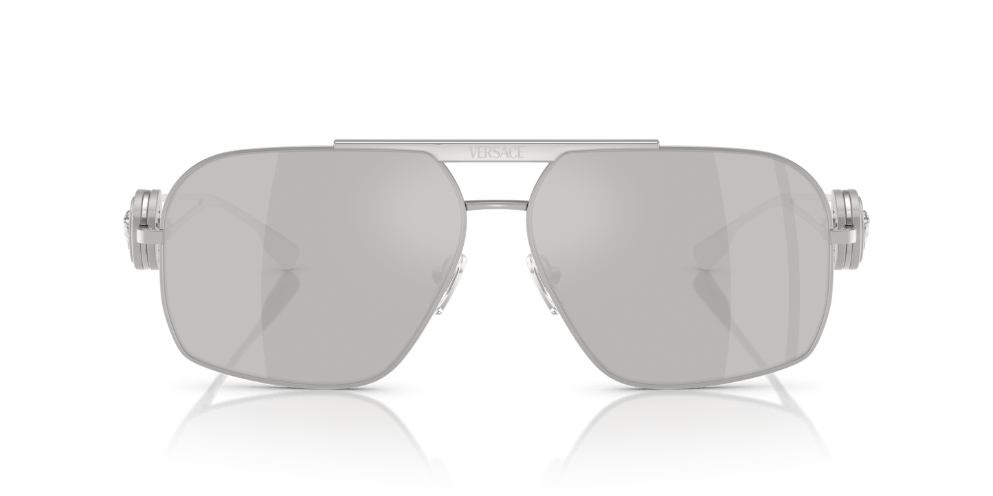 משקפי שמש ורסאצ'ה מראה כסף-אפור בהיר כסף | Versace VE2269 Silver-Light Grey Mirror Silver