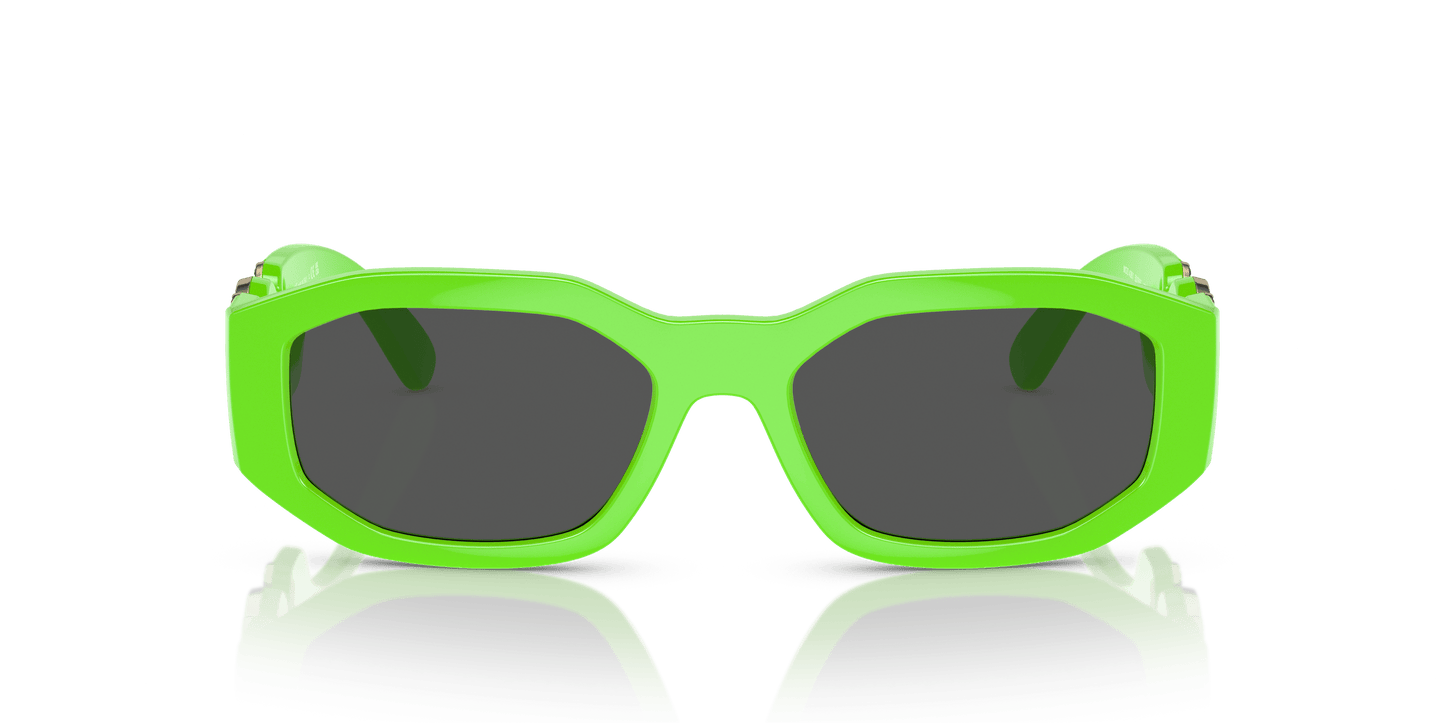 משקפי שמש של ורסאצ'ה ירוק פלואו-אפור כהה | Versace VE4361 Biggie Green Fluo-Dark Grey