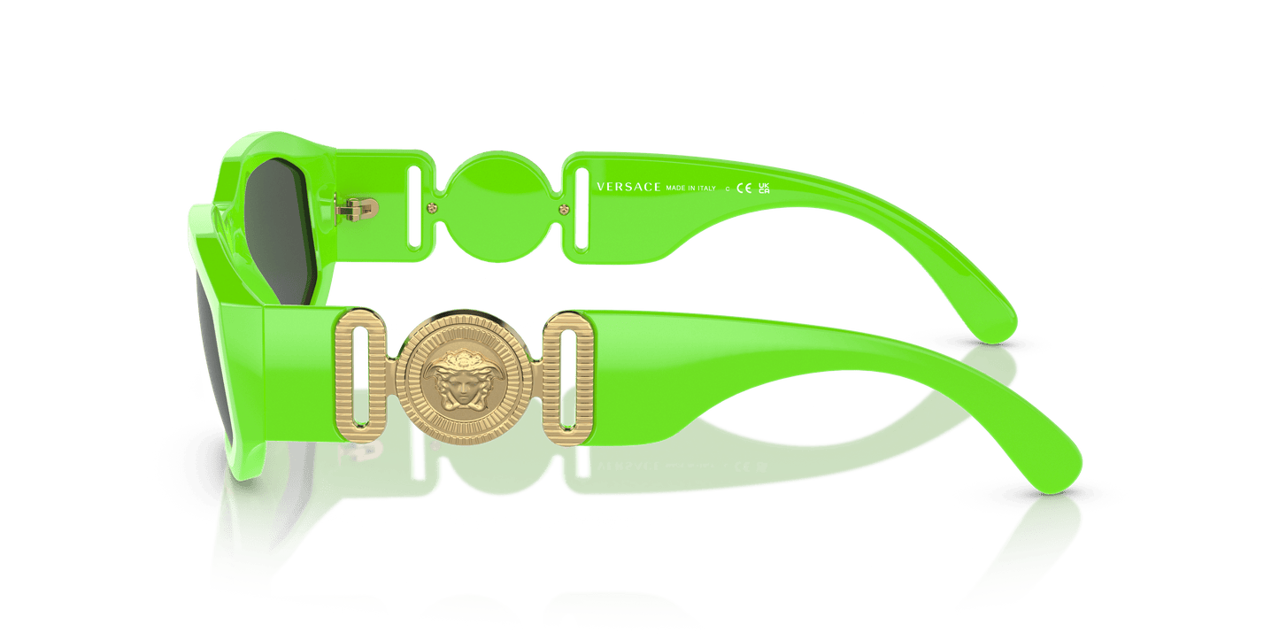 משקפי שמש של ורסאצ'ה ירוק פלואו-אפור כהה | Versace VE4361 Biggie Green Fluo-Dark Grey