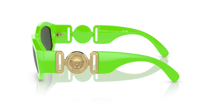 משקפי שמש של ורסאצ'ה ירוק פלואו-אפור כהה | Versace VE4361 Biggie Green Fluo-Dark Grey