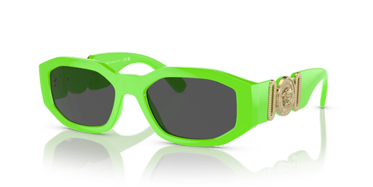 משקפי שמש של ורסאצ'ה ירוק פלואו-אפור כהה | Versace VE4361 Biggie Green Fluo-Dark Grey