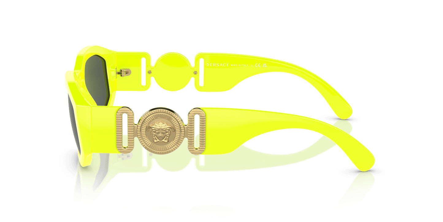משקפי שמש של ורסאצ'ה צהוב פלואו-אפור כהה | Versace VE4361 Biggie Yellow Fluo-Dark Grey