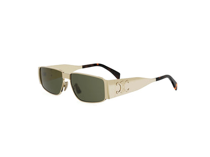 CELINE METAL TRIOMPHE GOLD RECTANGULAR SUNGLASSES CL40325U 30N 59