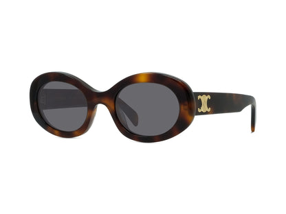 CELINE Triomphe Havana Oval Sunglasses CL40194U 53A 52