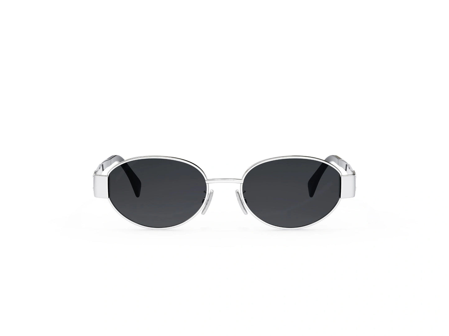 CELINE Metal Triomphe Silver Oval Sunglasses CL40235U 16A 54