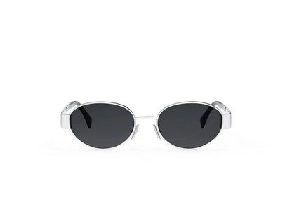 CELINE Metal Triomphe Silver Oval Sunglasses CL40235U 16A 54