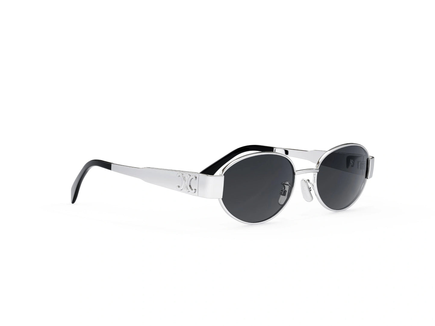 CELINE Metal Triomphe Silver Oval Sunglasses CL40235U 16A 54