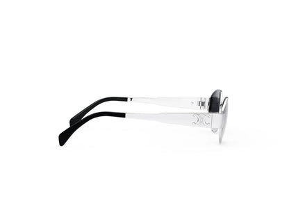 CELINE Metal Triomphe Silver Oval Sunglasses CL40235U 16A 54